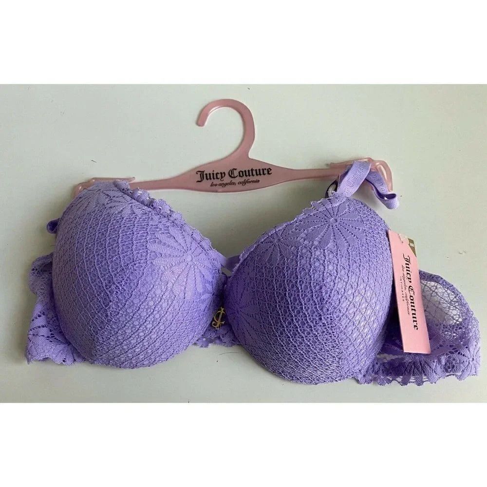 Juicy Couture Sexy T-Shirt Bra Glam Lace Sz 36B Underwire JC5250AG Gamma Ray NEW
